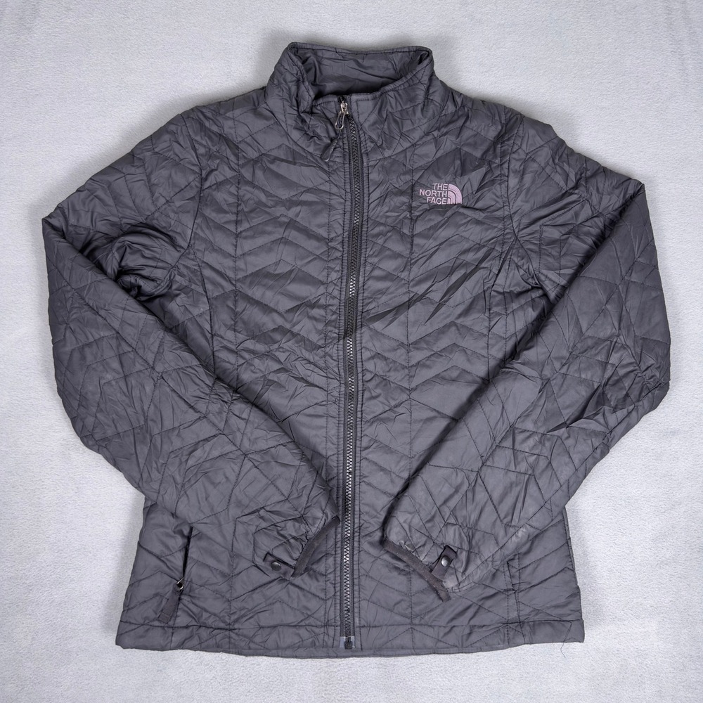 The North Face Thermoball Quilted Puffer Jacket Womens Grey Full Zip Insulated S